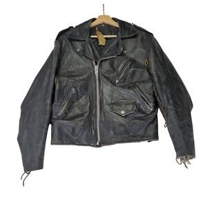 Vintage Schott Perfecto 613 One Star Talon Distressed Leather Jacket Biker Large